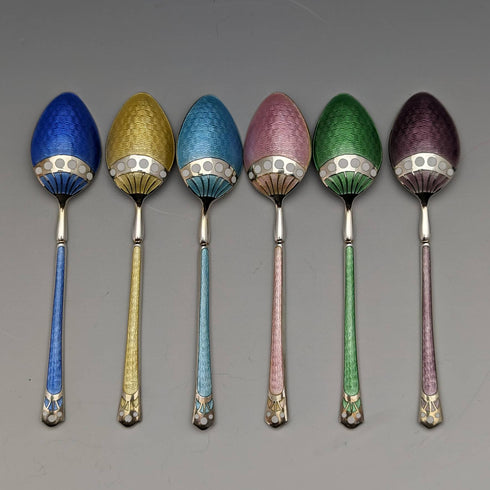 1929年 英国ヴィンテージ 純銀製ティースプーン6本セット ケース入り Mappin and Webb